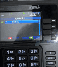Ingenico cihaz ekranında AÇIK ÇEKLER listesi