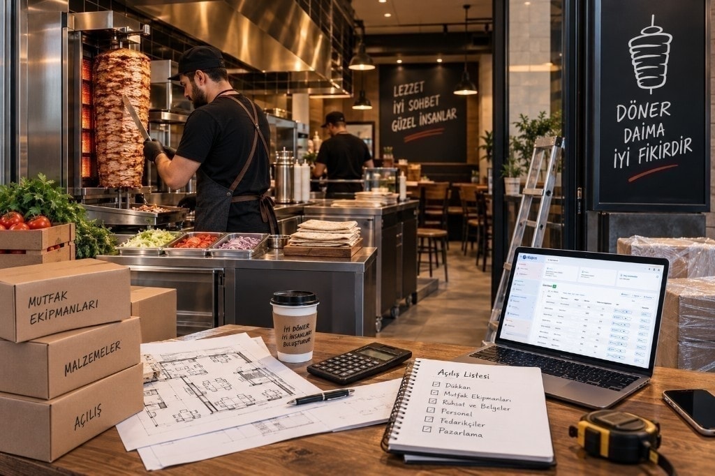 Fast food tezgahında hızlı sipariş ve paket hattı.