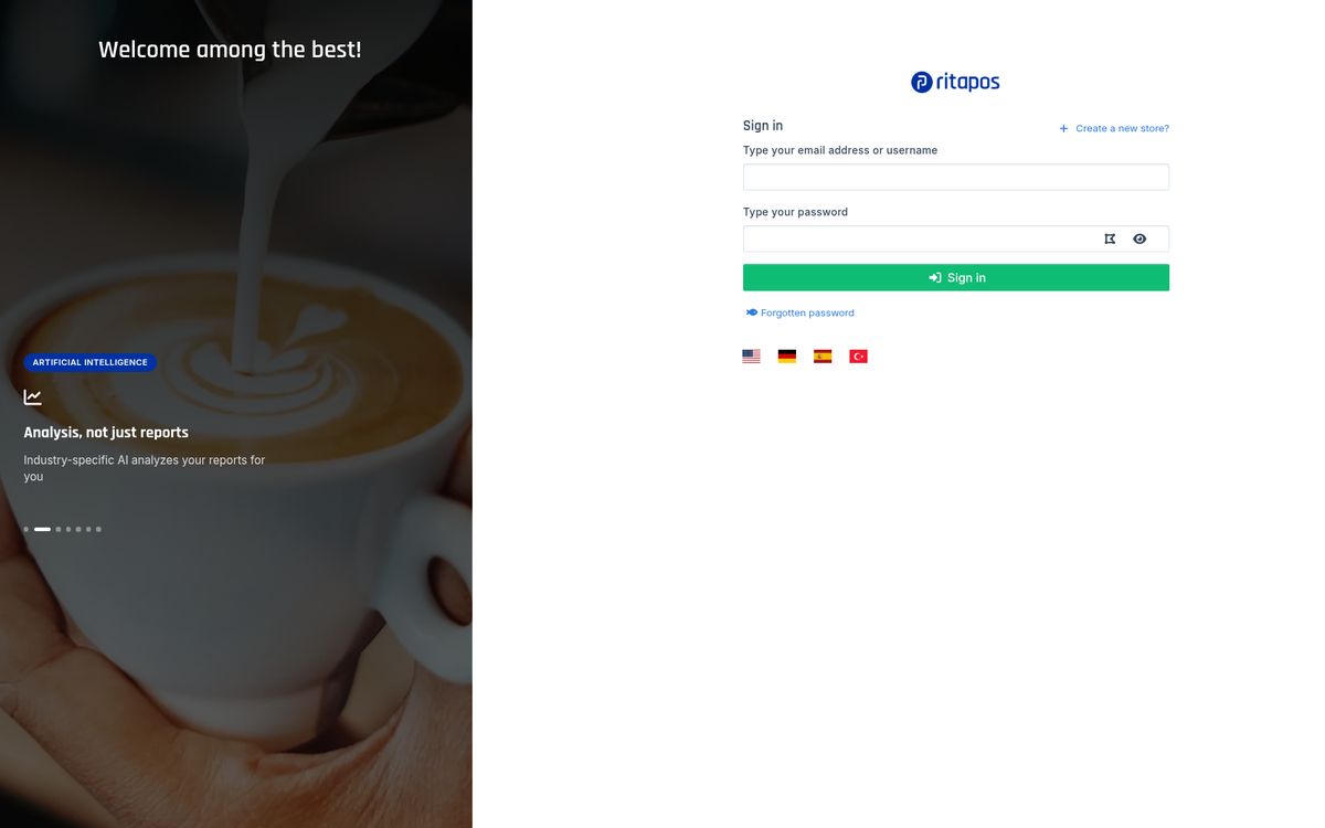 Ritapos sign-in form