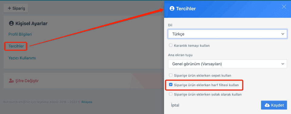 Kullanıcı tercihleri