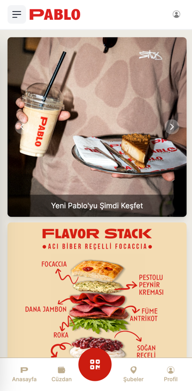 Custom brand app home screen — Pablo Artisan Coffee