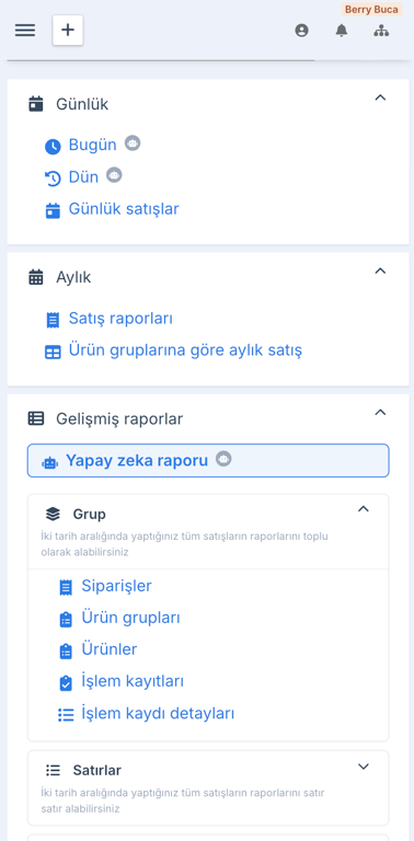 Ritapos mobile — manager reports screen
